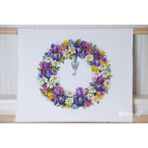 (image for) Wreath With Irises Counted Cross Stitch Kit